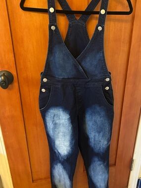 Denim Tie-Dye Overalls - Navy Blue